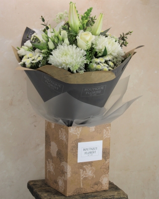 The 'Classic Whites' Box Bouquet Anniversary & Romance