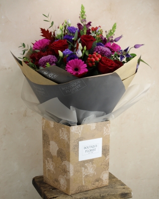 The 'Crimson' Box Bouquet Anniversary & Romance